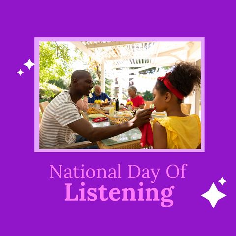 Family Celebration Around Dinner Table on National Day of Listening - Download Free Stock Templates Pikwizard.com