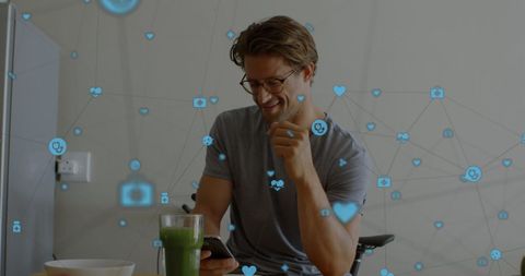 Man engaging with social media technology