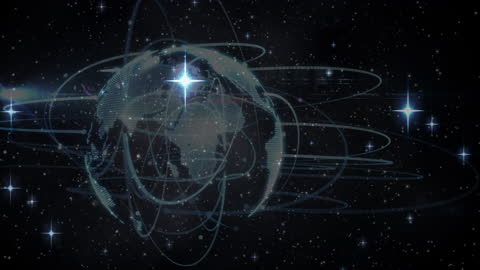 Futuristic Globe Amidst Cosmic Network Connections