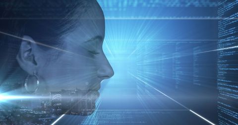 Tech Professional Examines Digital Data Streams with Intensity - Download Free Stock Images Pikwizard.com