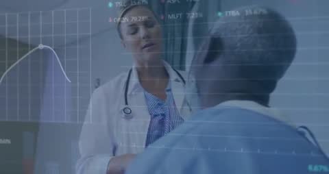 Medical Professional Analyzing Patient with Digital Data Overlay