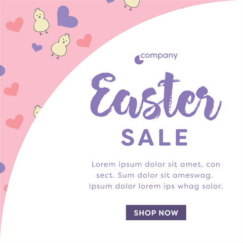 Transparent Easter Sale Design with Chicks and Hearts