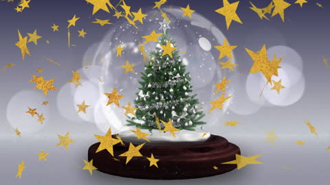 Festive Christmas Snow Globe with Falling Stars Animation