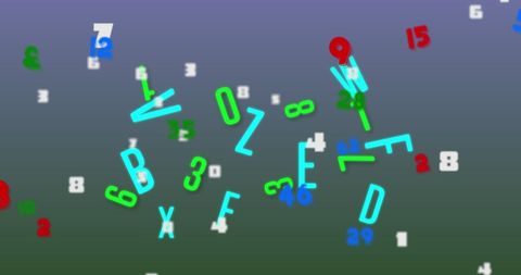 Floating Numbers and Letters on Gradient Background