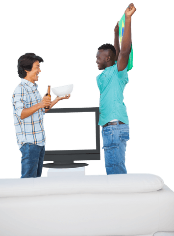 Transparent Football Fans Cheering in Living Room