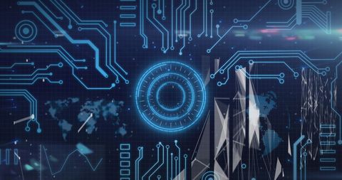 Digital Interface with Circuit Board and Data Visuals - Download Free Stock Images Pikwizard.com
