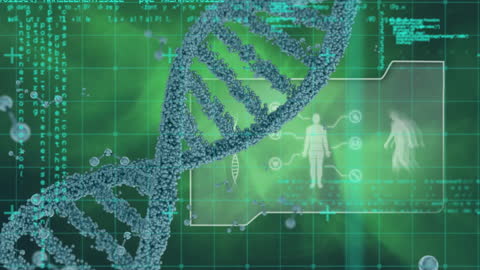 3D DNA Strand Animation Portraying Genetic Data Analysis