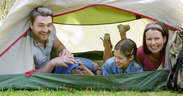 Happy Family Enjoying Camping Inside Tent - Download Free Stock Images Pikwizard.com