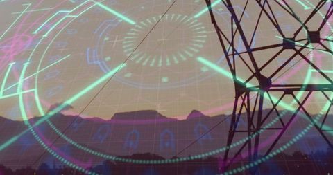 Futuristic energy and telecommunications technology concept