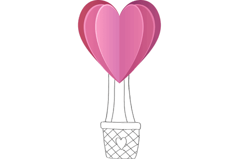 Pink heart graphic on transparent background for valentine's day