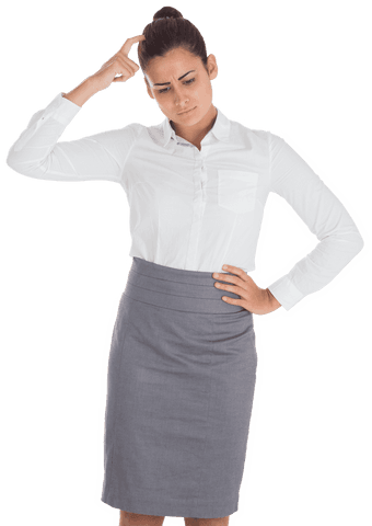 Transparent Businesswoman Thinking with Puzzled Expression