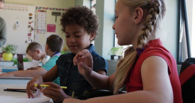 Young Students Collaborating in Classroom During Activity Time - Download Free Stock Images Pikwizard.com