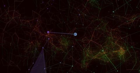 Digital network lines in multicolored abstract background