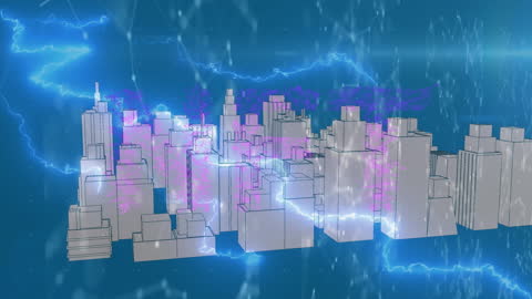 Network Connections Illustrating Digital Cityscape