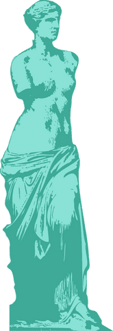 Mint green silhouette of elegantly modern classical statue on transparent