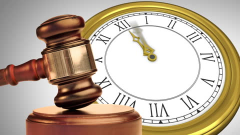 Gavel with Clock Symbolizing Justice and Time