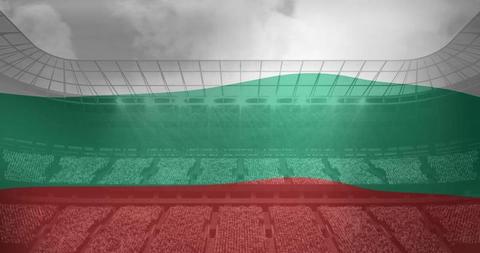 Bulgarian Flag Projection over Stadium Seating Inspires Unity - Download Free Stock Images Pikwizard.com