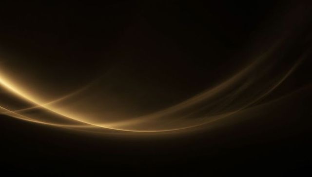 Golden Light Ribbons on Dark Abstract Background