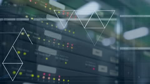 Modern Data Processing Animation Over Server Setup in Tech Environment
