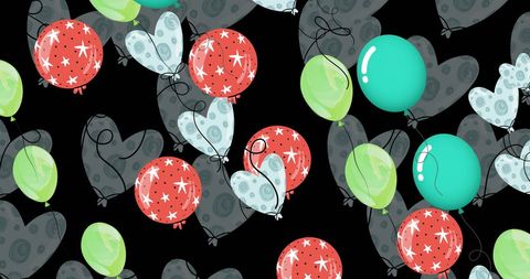 Colorful Balloons on Black Background for Celebrations