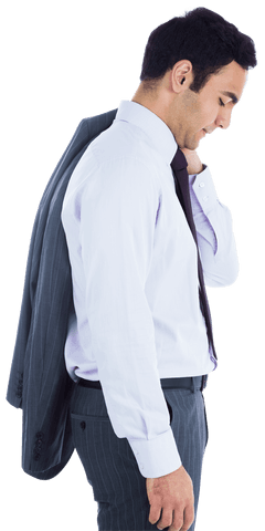 Caucasian Businessman Holding Jacket PNG with Transparent Background