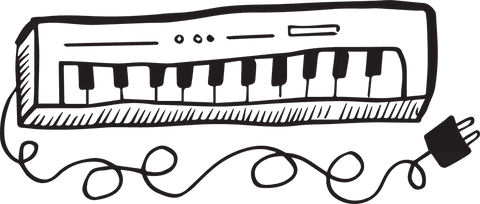 Hand Drawn Keyboard Digital Art on Transparent Background