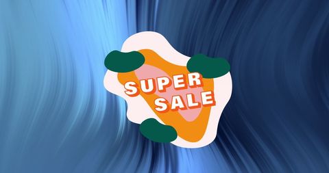 Vibrant Super Sale Burst Against Abstract Blue Background