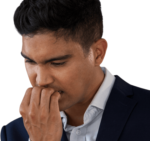 worried businessman biting nails on transparent background - Download Free Stock Videos Pikwizard.com