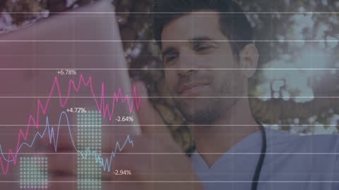 Businessman Analyzing Financial Data with Virtual Reality