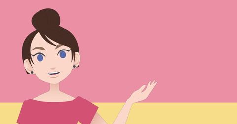 Animated Businesswoman Presenting Against Pink Background