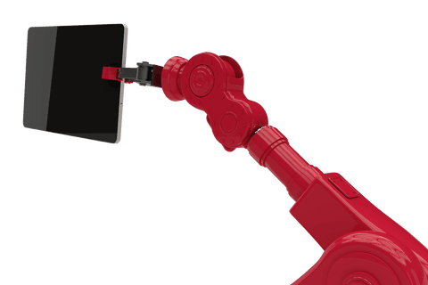 innovative red robot arm with tablet on transparent background - Download Free Stock Videos Pikwizard.com