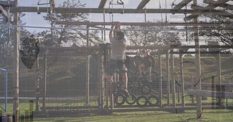 Energetic Athlete on Outdoor Obstacle Course