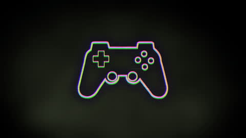 Glowing Video Game Controller Icon on Dark Background