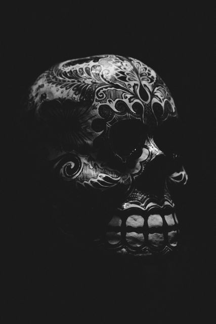 Intricate Sugar Skull in Low Light - Download Free Stock Photos Pikwizard.com