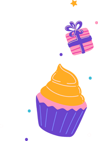 whimsical celebration cupcake and gift on transparent background - Download Free Stock Videos Pikwizard.com
