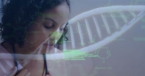 Tired Doctor Examining DNA Data Analysis and Health Innovation