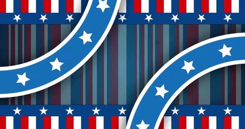 Intersecting stars-and-stripes bands celebrating patriotism with bold red white blue design