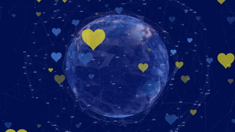 Digital Heart Connections Over Earth Animation