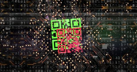 Abstract Art of Circuitry Data with Interfaced QR Code - Download Free Stock Images Pikwizard.com