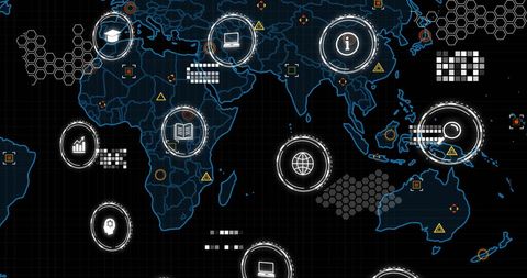 Digital Maps Highlighting Global Data and Information Exchange - Download Free Stock Images Pikwizard.com