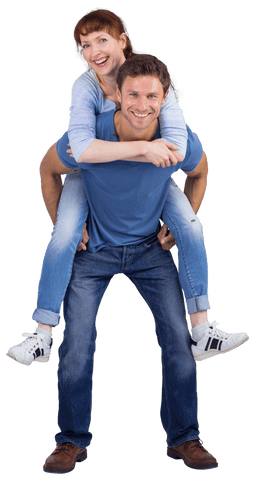 Smiling Couple Playfully Posing in Transparent Background