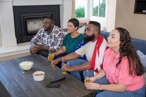 Diverse Friends Enjoying Entertainment with American Theme