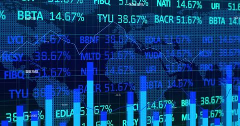 Stock Market Data and World Map on Black Background - Download Free Stock Images Pikwizard.com
