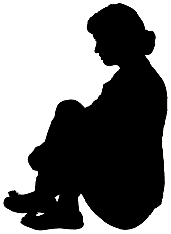 Silhouette of woman sitting on floor png transparent background