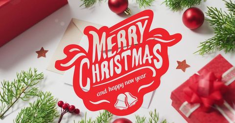 Festive Christmas Background with Envelopes and Decorations