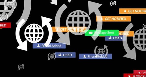 Social Media Interface with Digital Networking Icons