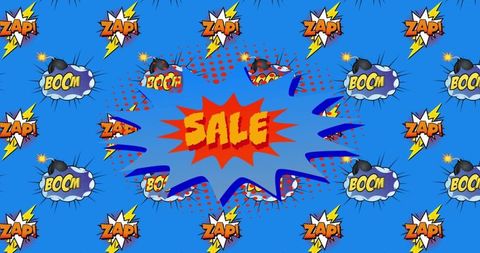 Colorful Comic-Style Sale Banner with ZAP and BOOM Effects