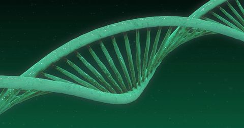 Abstract DNA Strand Glowing on Dark Background