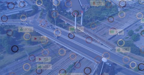 Aerial Intersection with Digital Social Media Network Overlay - Download Free Stock Images Pikwizard.com
