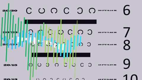 Abstract Financial Data Animation on Eye Chart Background